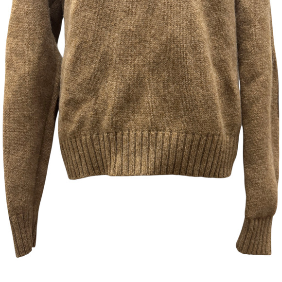 Ralph Lauren Rugby Cable Suede-Patch Knit Wool Pullover Sweater Brown Size Med - Picture 5 of 8
